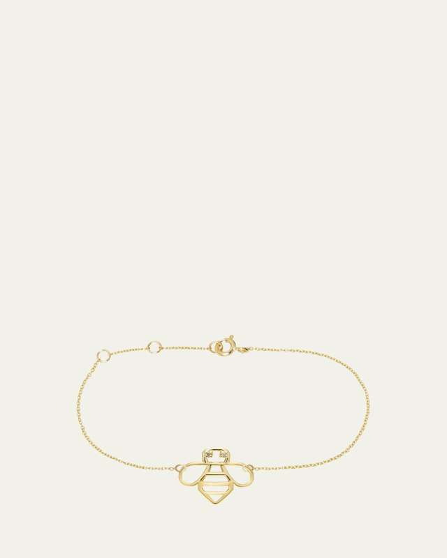 9K Yellow Gold Diamond Bee Bracelet